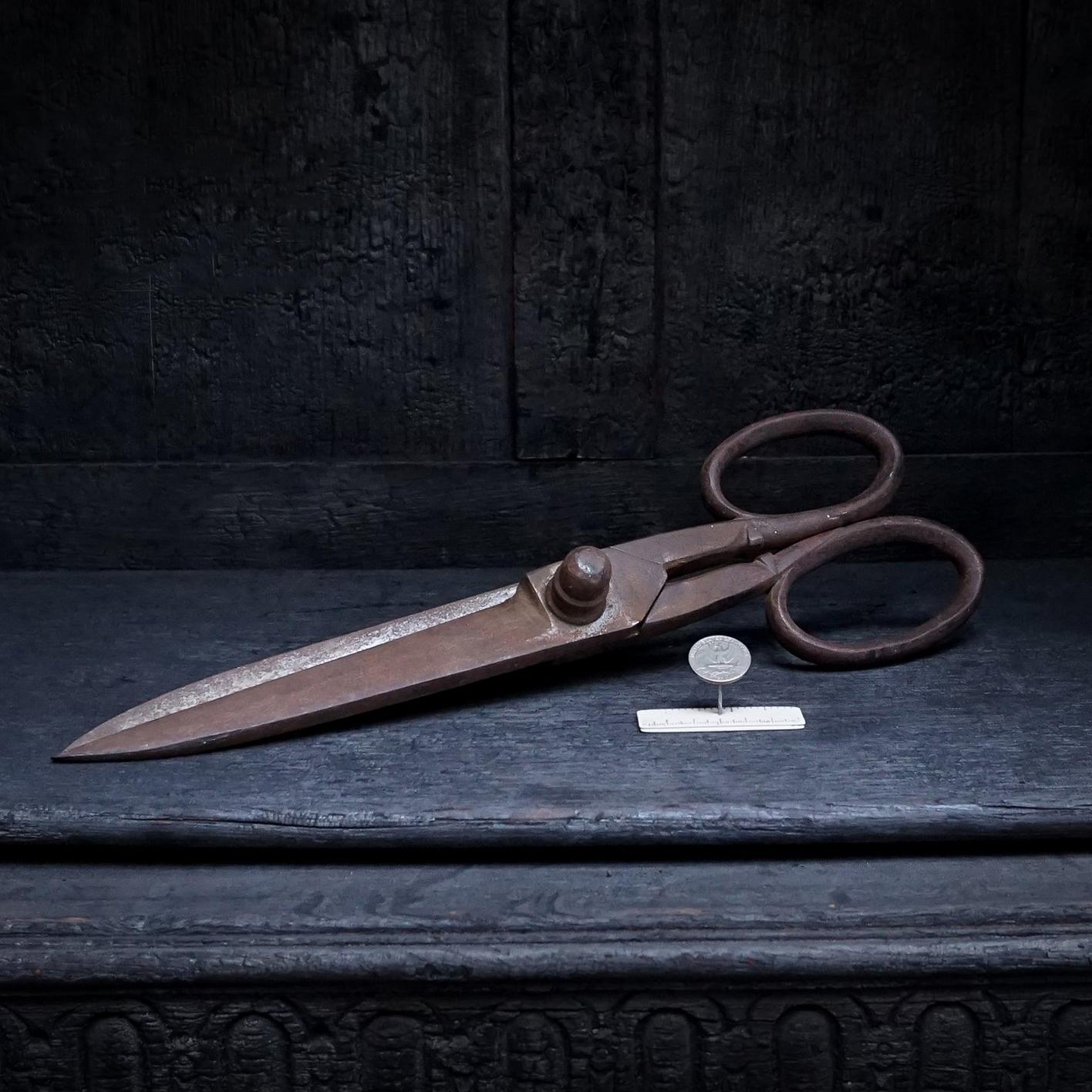 Iron Large English 19th Century Victorian Drapers Scissors or Shears For Sale