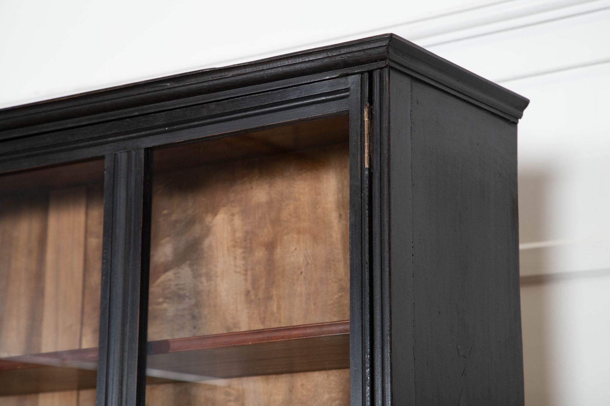 Large English 19thC Ebonised Mahogany Glazed Cabinet For Sale 6