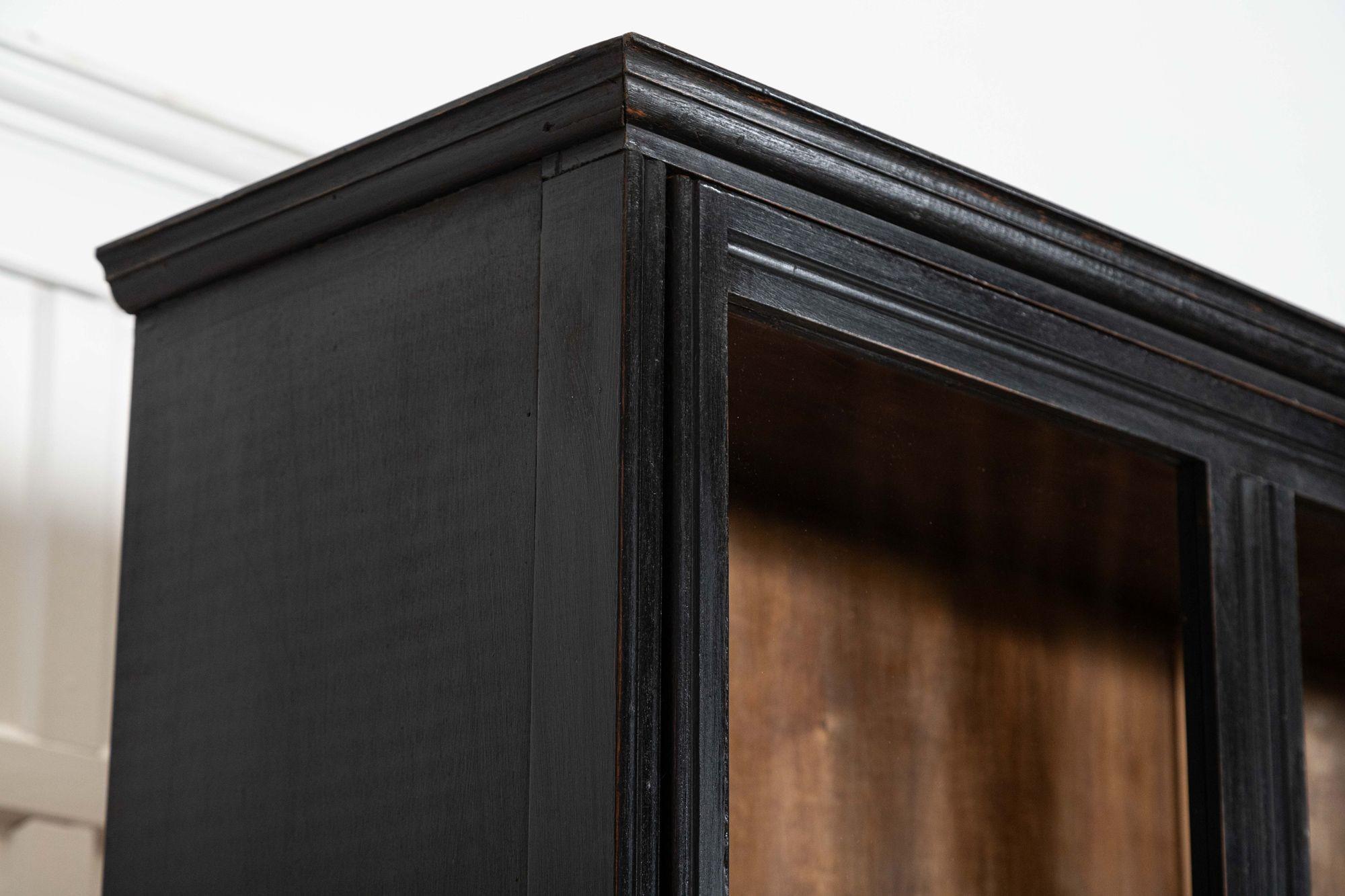 Large English 19thC Ebonised Mahogany Glazed Cabinet For Sale 9