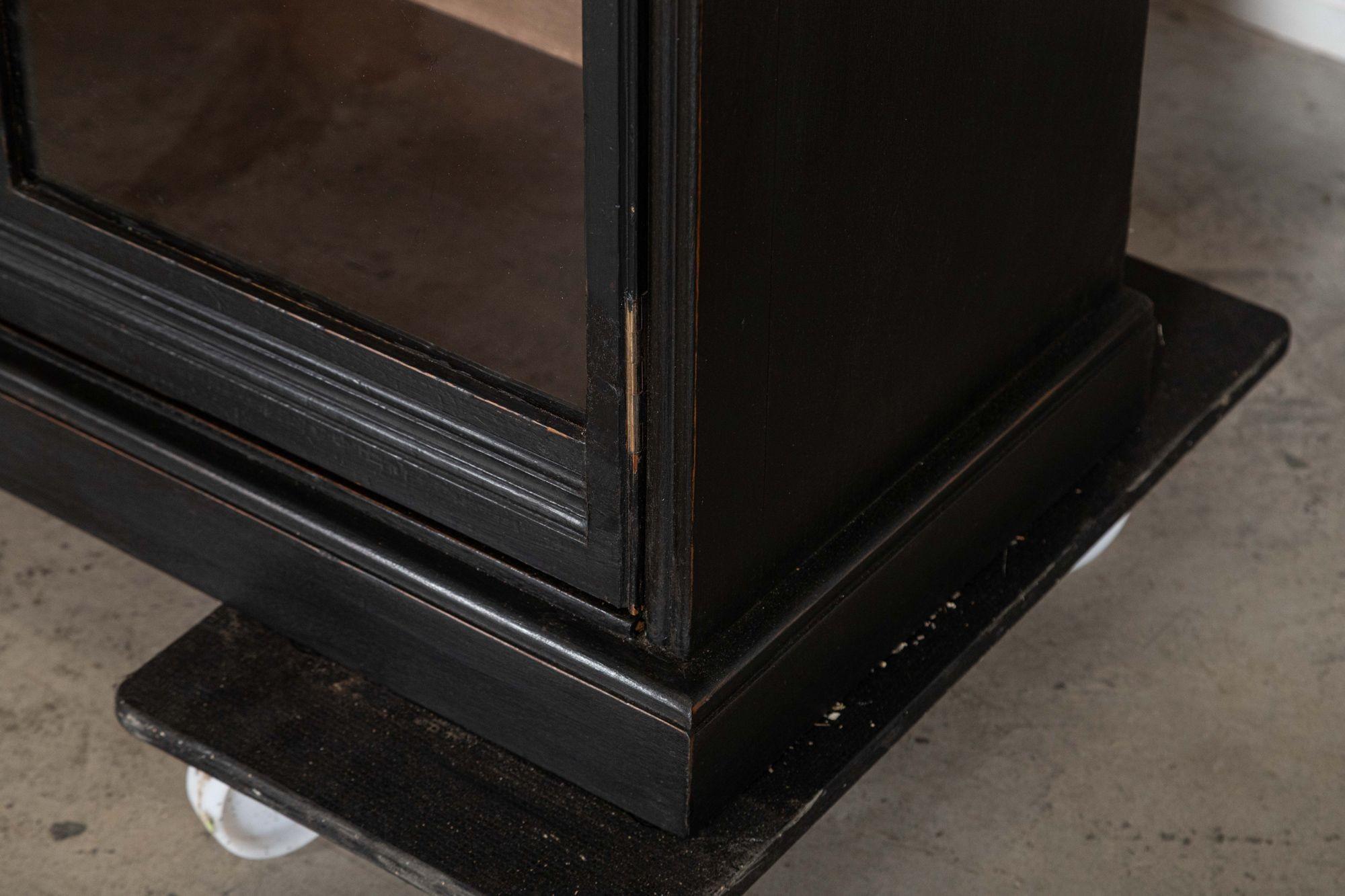 Large English 19thC Ebonised Mahogany Glazed Cabinet For Sale 10