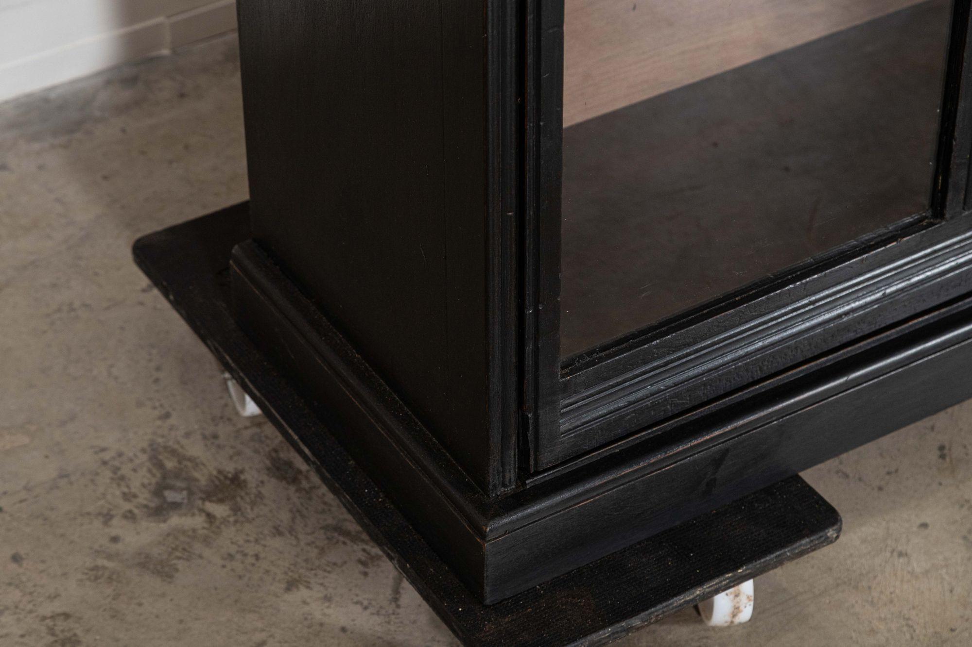 Large English 19thC Ebonised Mahogany Glazed Cabinet For Sale 11