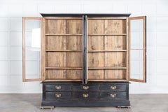 Large English 19thC Ebonised Pine Haberdashery Display Cabinet