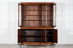 Large English 19thC Glazed Walnut Library Bookcase