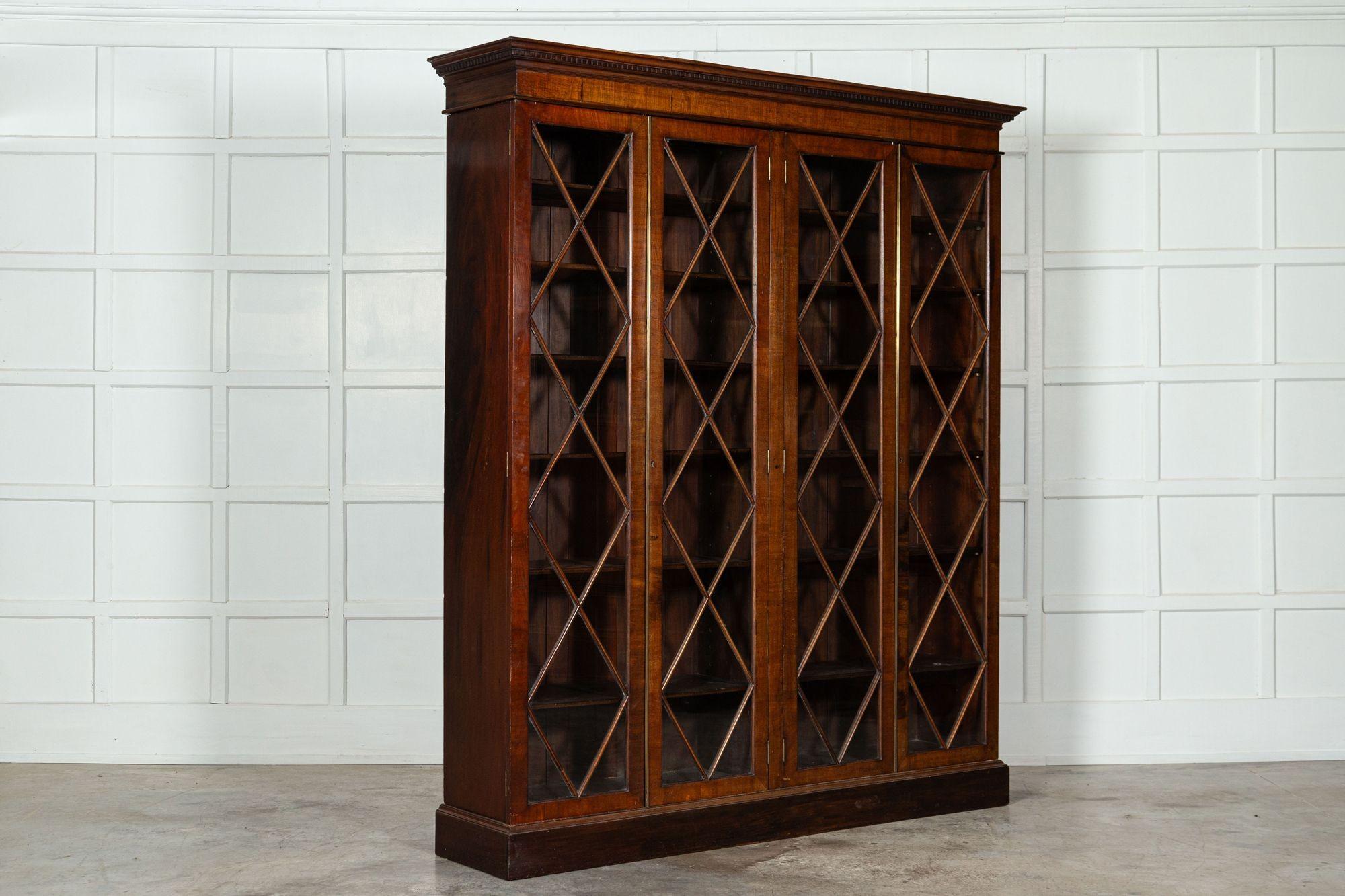 Large English 19thC Mahogany Astral Glazed Bookcase / Display Cabinet For Sale 1