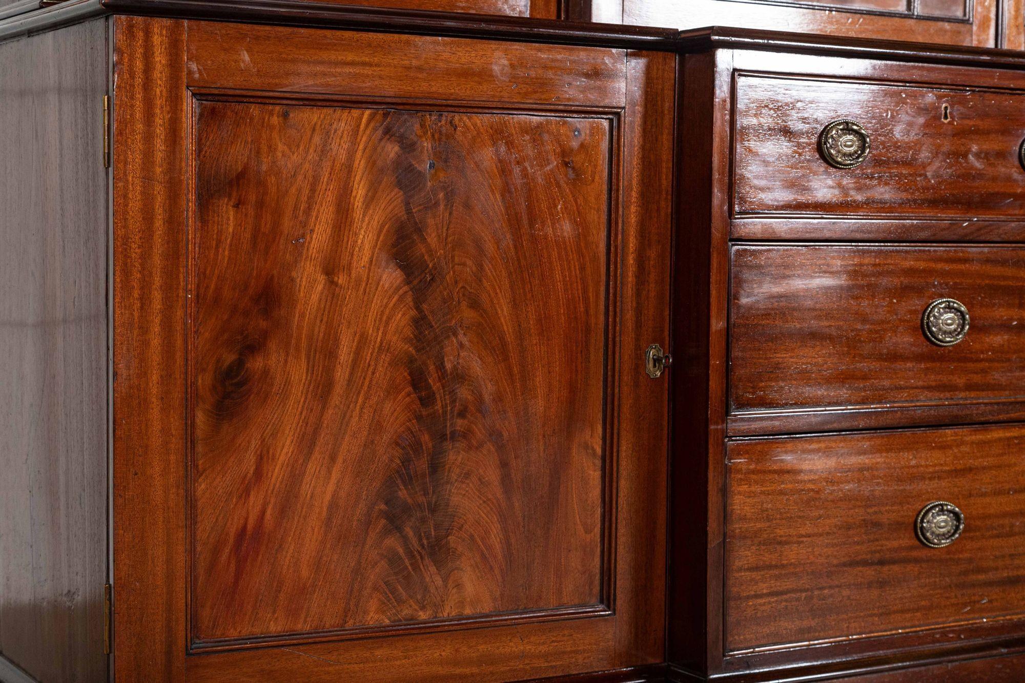 Large English 19thC Mahogany Breakfront Glazed Bookcase For Sale 13