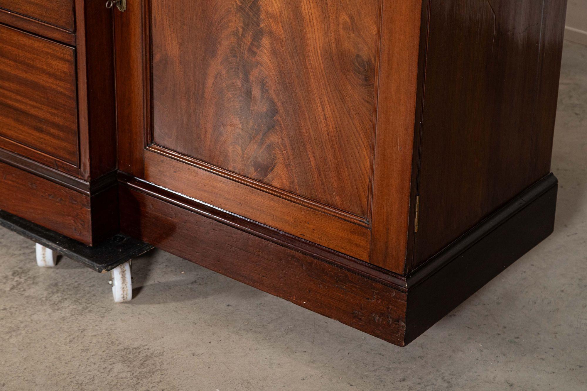 Large English 19thC Mahogany Breakfront Glazed Bookcase For Sale 14