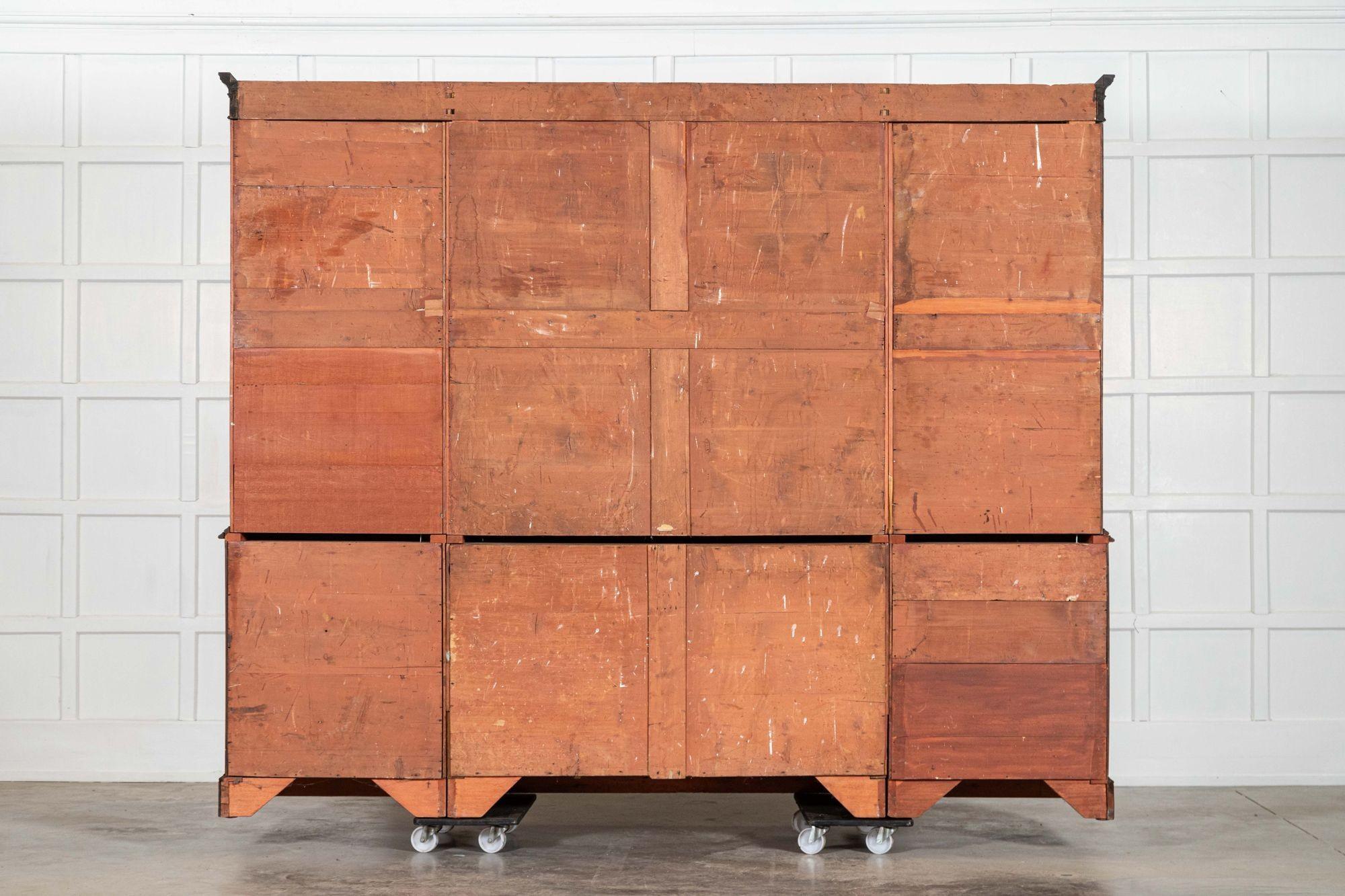 Large English 19thC Mahogany Breakfront Glazed Bookcase For Sale 16