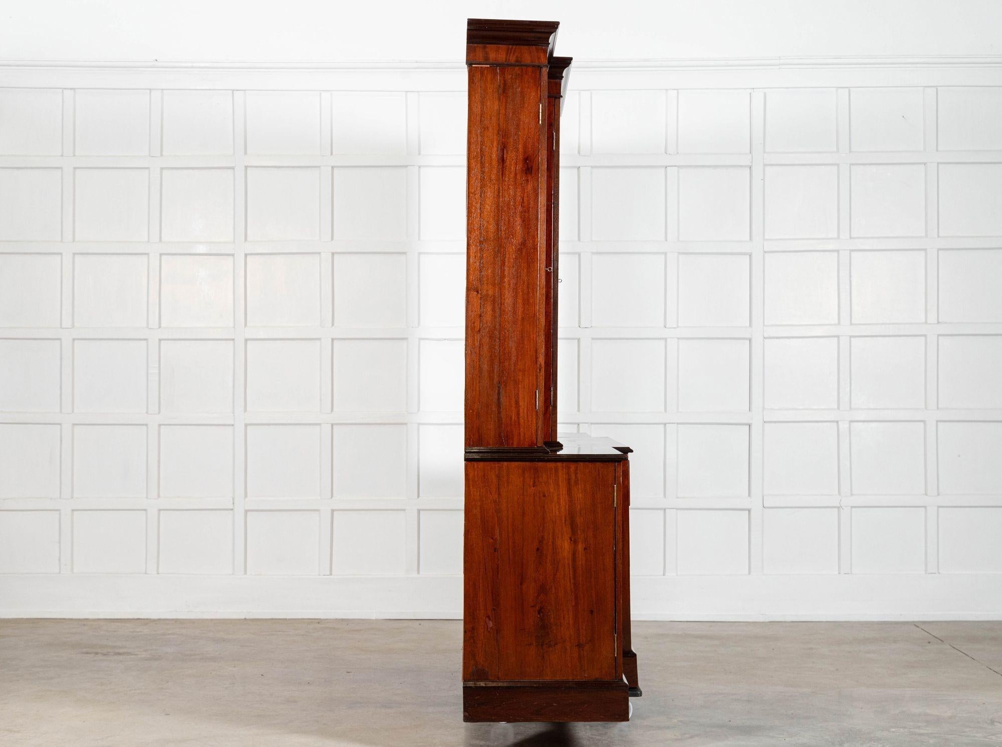 Large English 19thC Mahogany Breakfront Glazed Bookcase For Sale 3