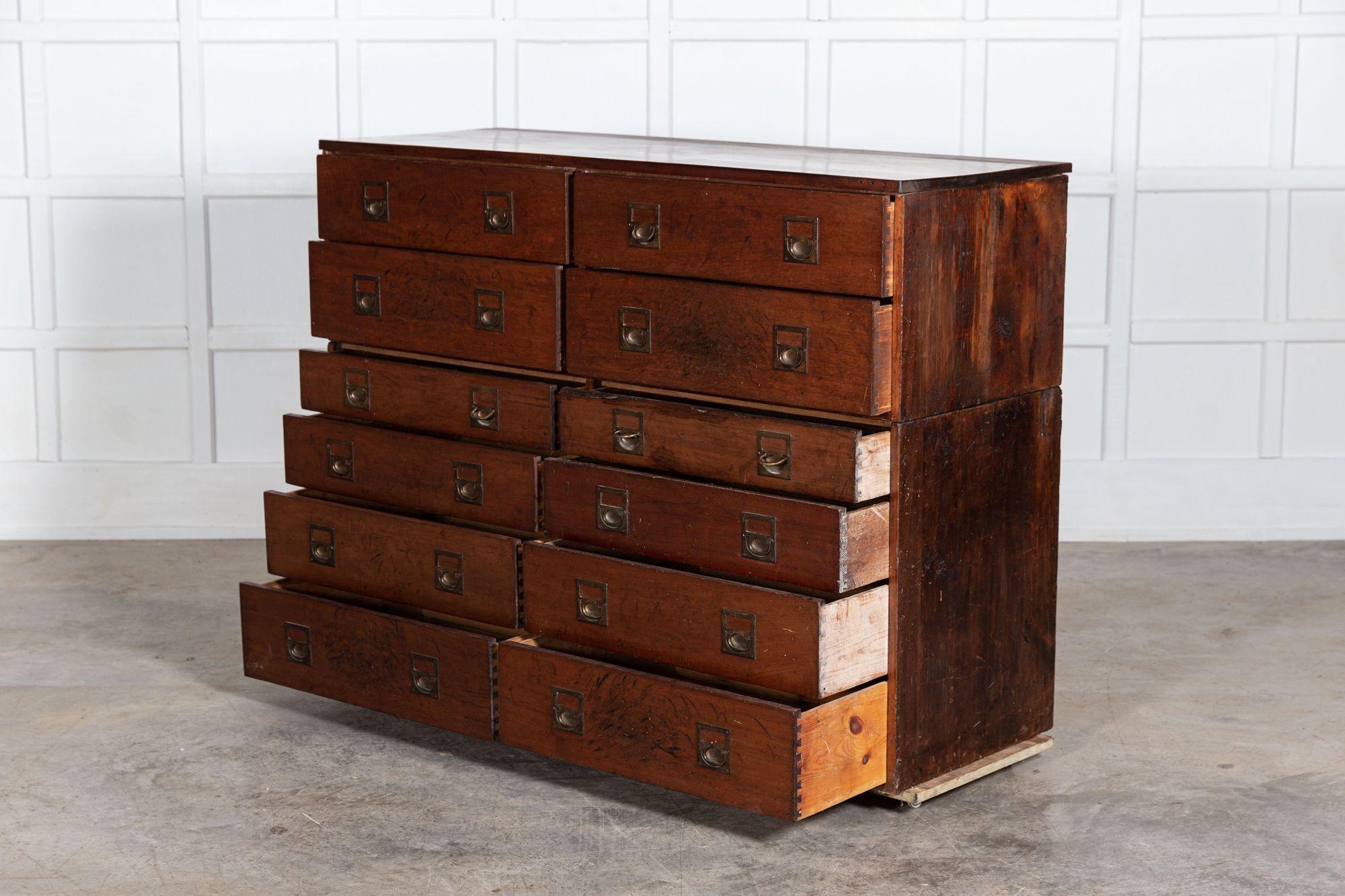 19th Century Large English 19thC Mahogany Campaign Chest For Sale