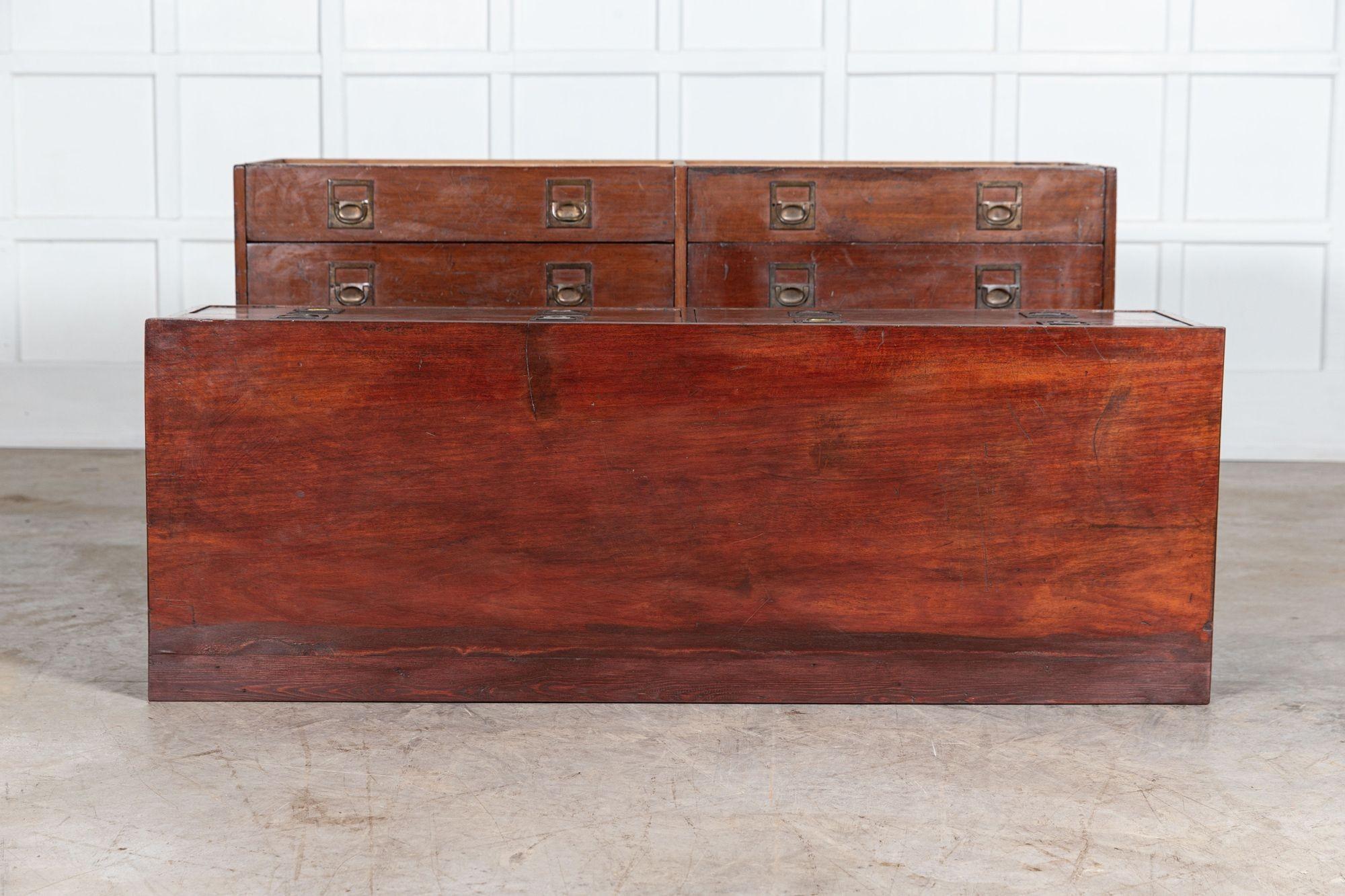 Large English 19thC Mahogany Campaign Chest For Sale 1