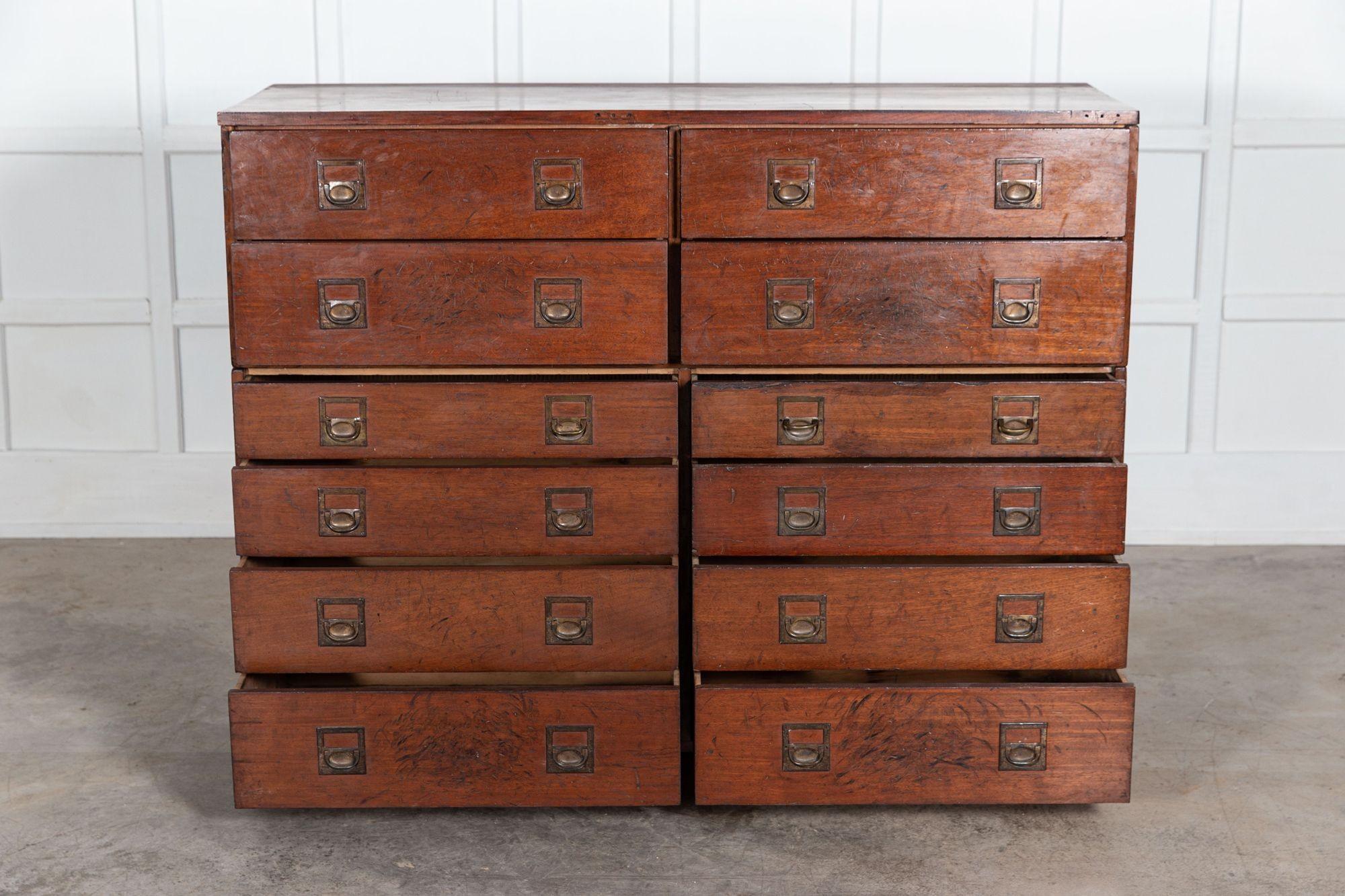 Large English 19thC Mahogany Campaign Chest For Sale 5