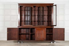 Großes englisches Bücherregal aus verglastem Mahagoni aus dem 19.