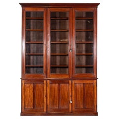 Large English 19thC Mahogany Glazed Bookcase
