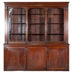 Großes englisches Bücherregal aus verglastem Mahagoni aus dem 19.