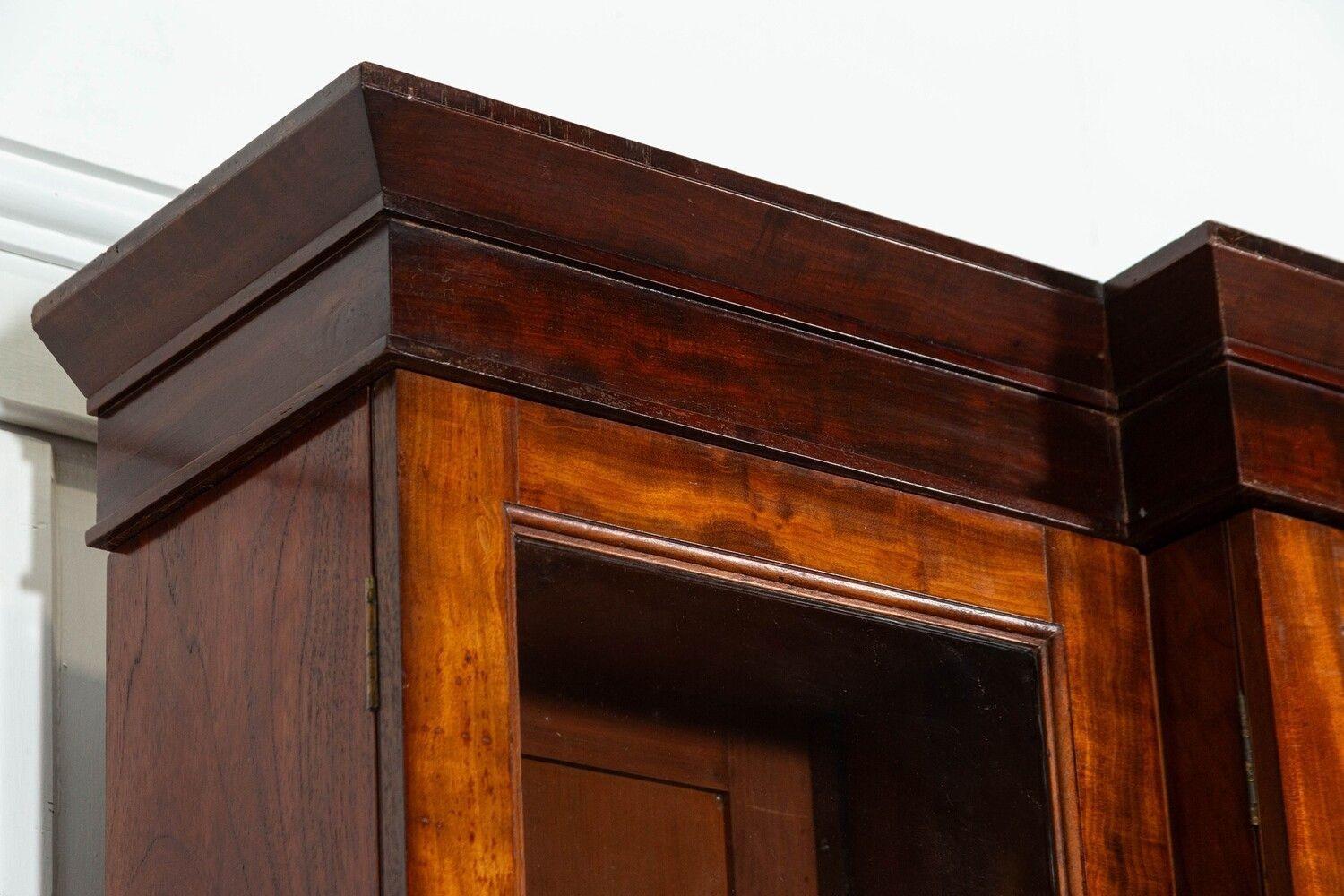Large English 19thC Mahogany Glazed Breakfront Bookcase For Sale 8