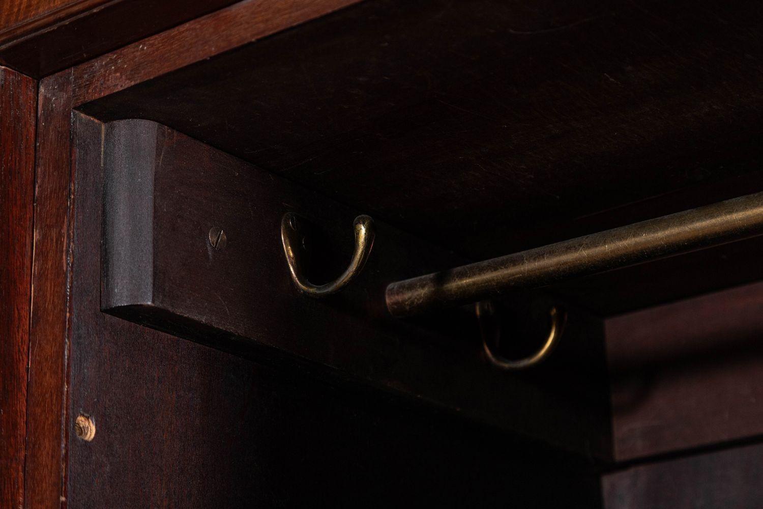 Large English 19thC Mahogany Triple Wardrobe 8