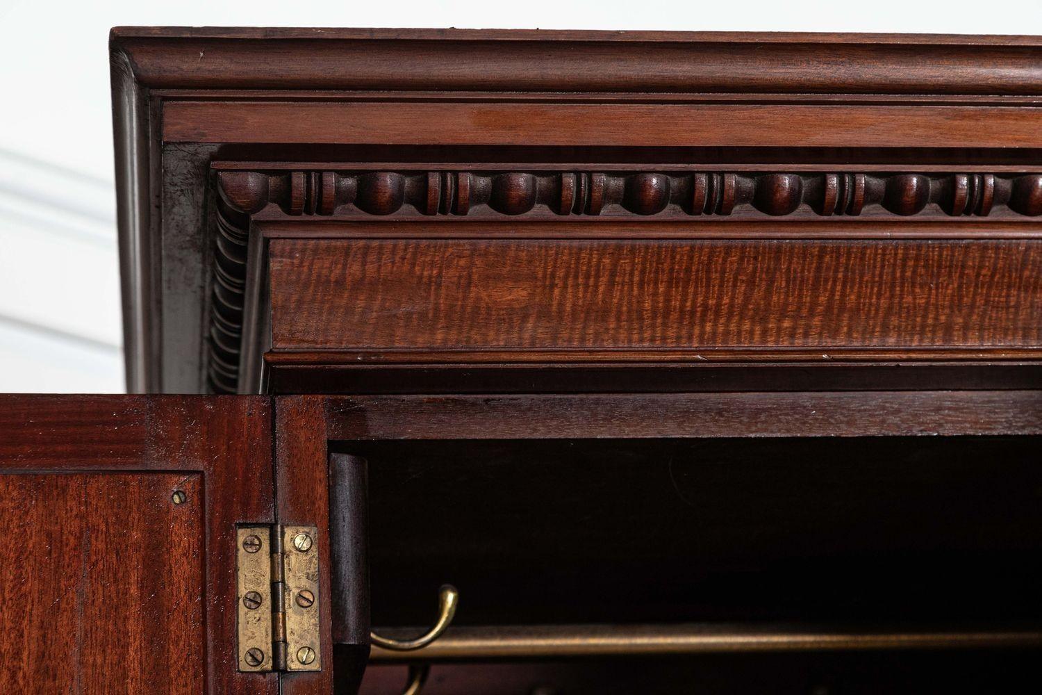 Large English 19thC Mahogany Triple Wardrobe 11