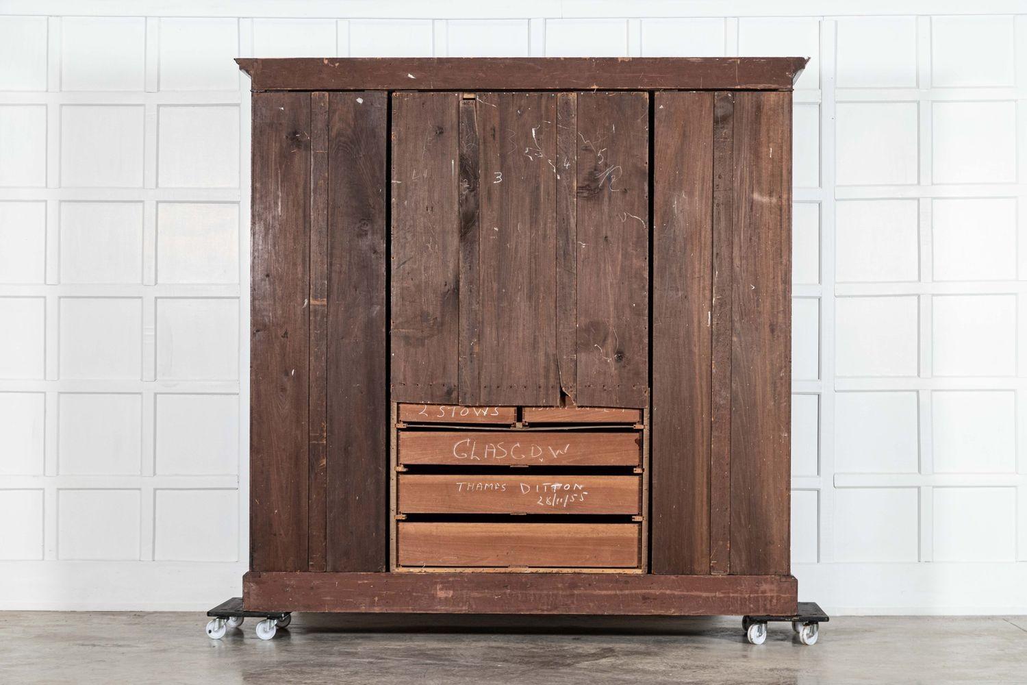 Large English 19thC Mahogany Triple Wardrobe 13