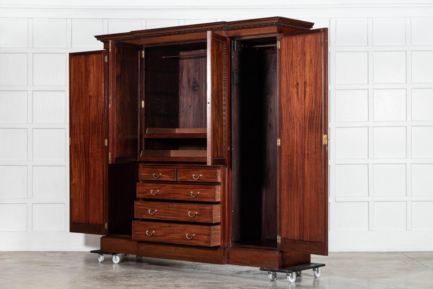 circa 1890
Large English 19thC Mahogany Triple Wardrobe
(With keys)
sku 1952
W217 x D60 x H208 cm
Weight 173 kg
