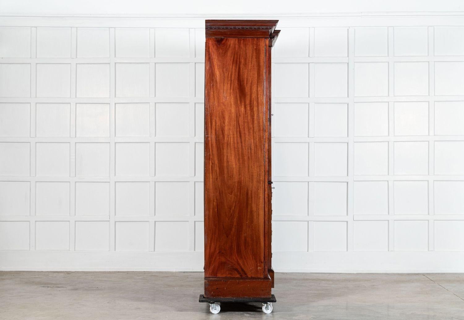 Large English 19thC Mahogany Triple Wardrobe 2