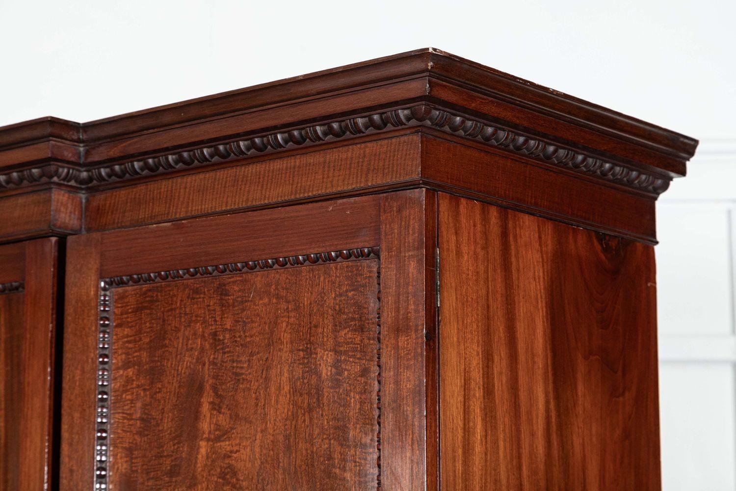 Large English 19thC Mahogany Triple Wardrobe 3