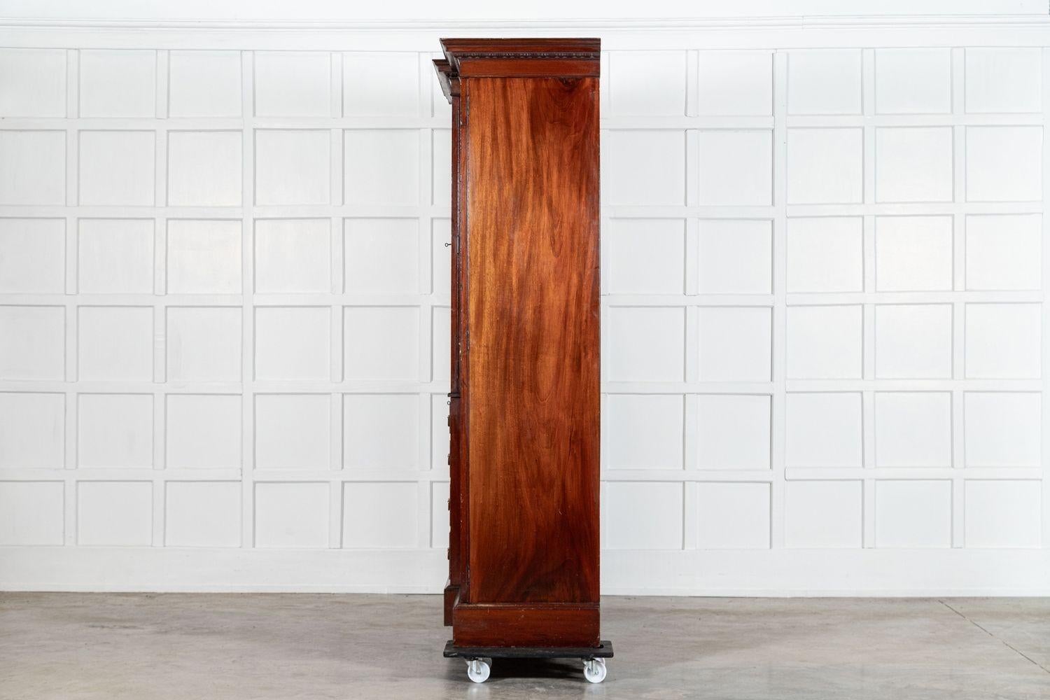 Large English 19thC Mahogany Triple Wardrobe 4