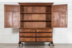Large English 19thC Oak Housekeepers Cupboard