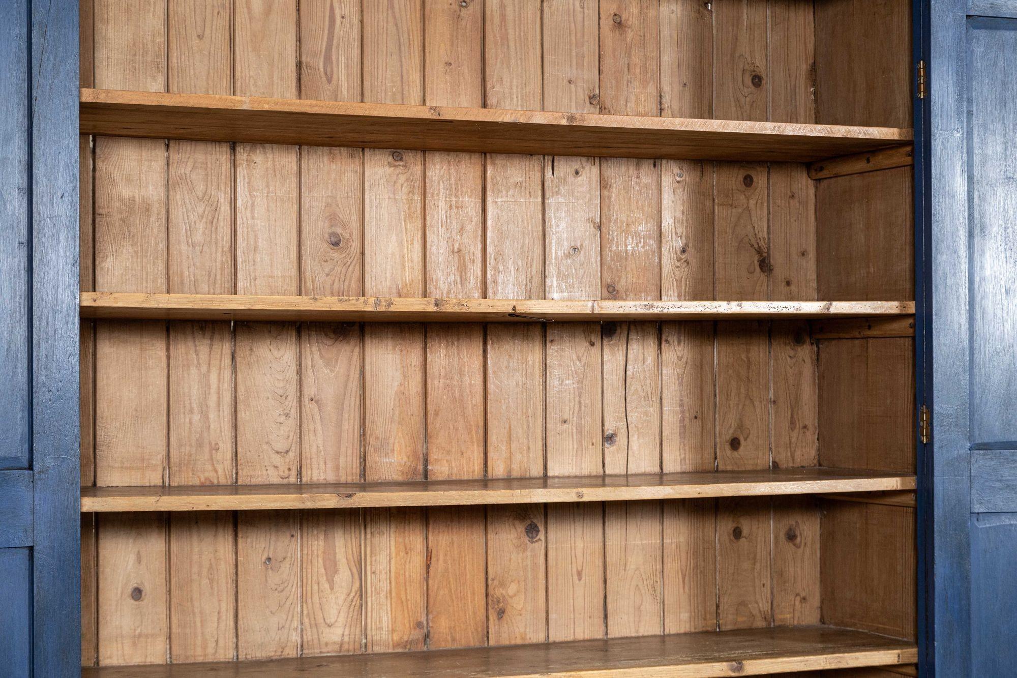 Large English 19thC Painted Pine Larder Cupboard For Sale 9