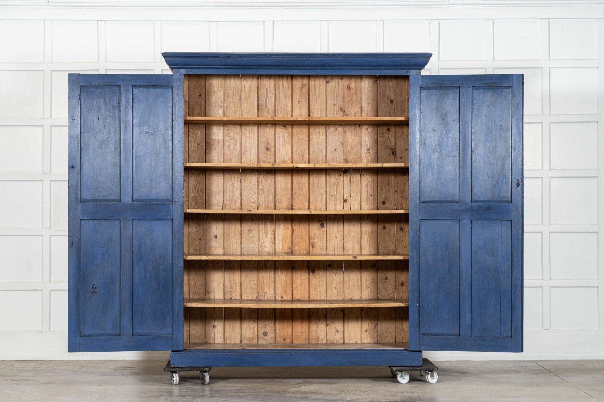 circa 1880
Large English 19thC Painted Pine Larder Cupboard
sku 2154
W170 x D51 x H198 cm
Internal shelf depth 40 cm
Weight 125Kg