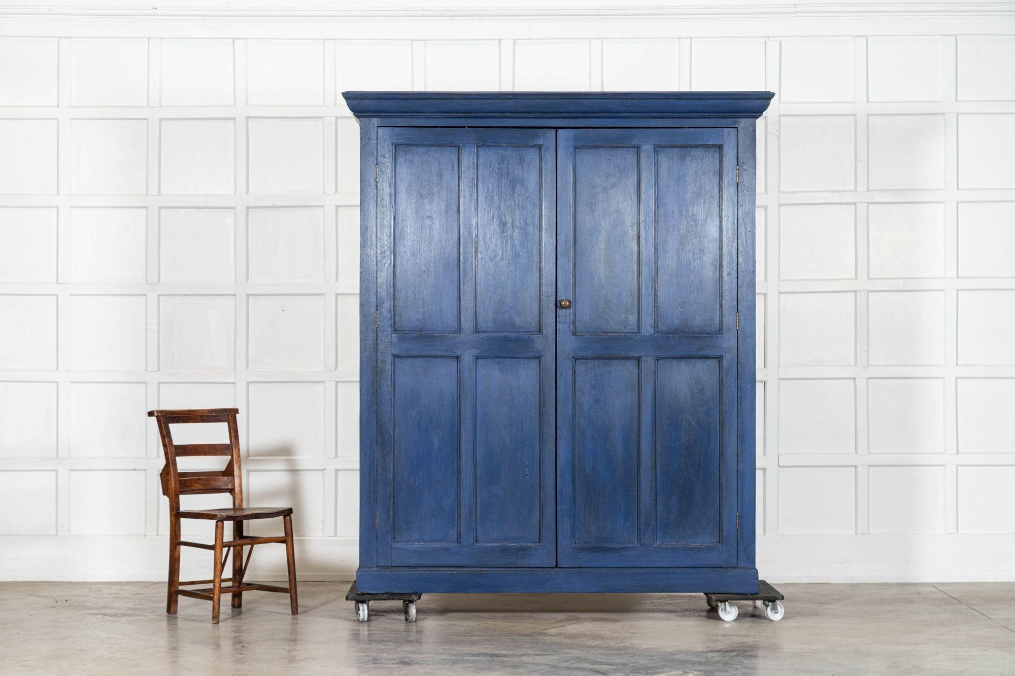 19th Century Large English 19thC Painted Pine Larder Cupboard For Sale