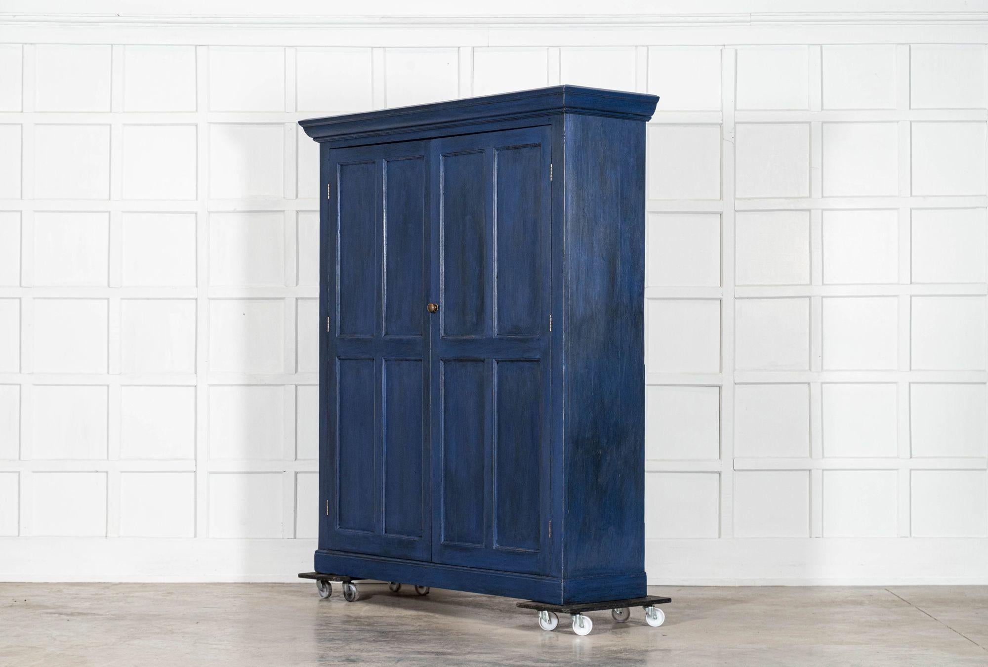 Large English 19thC Painted Pine Larder Cupboard For Sale 1