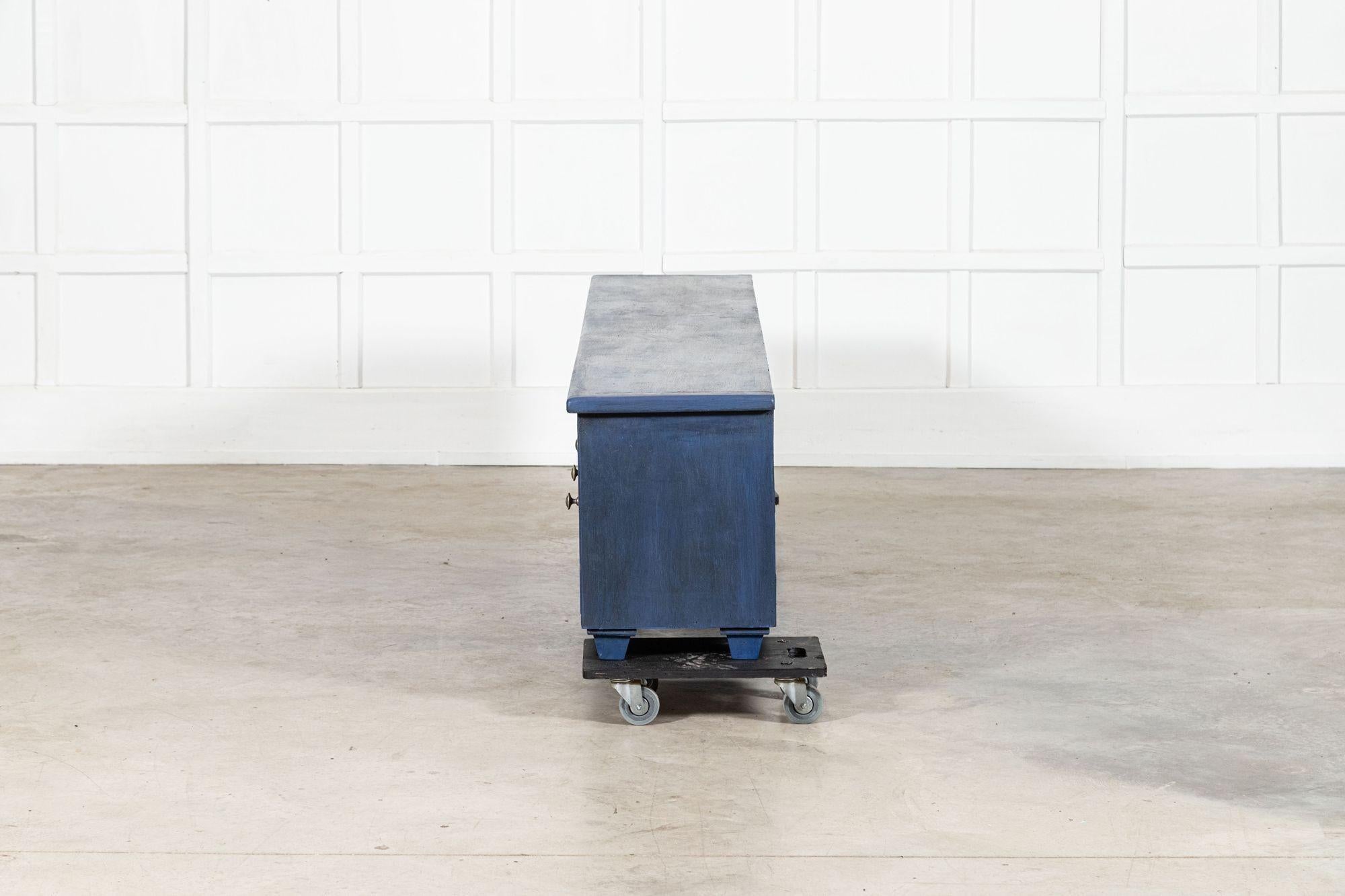 Large English 19thC Painted Pine Locker Cabinet / Bench For Sale 6