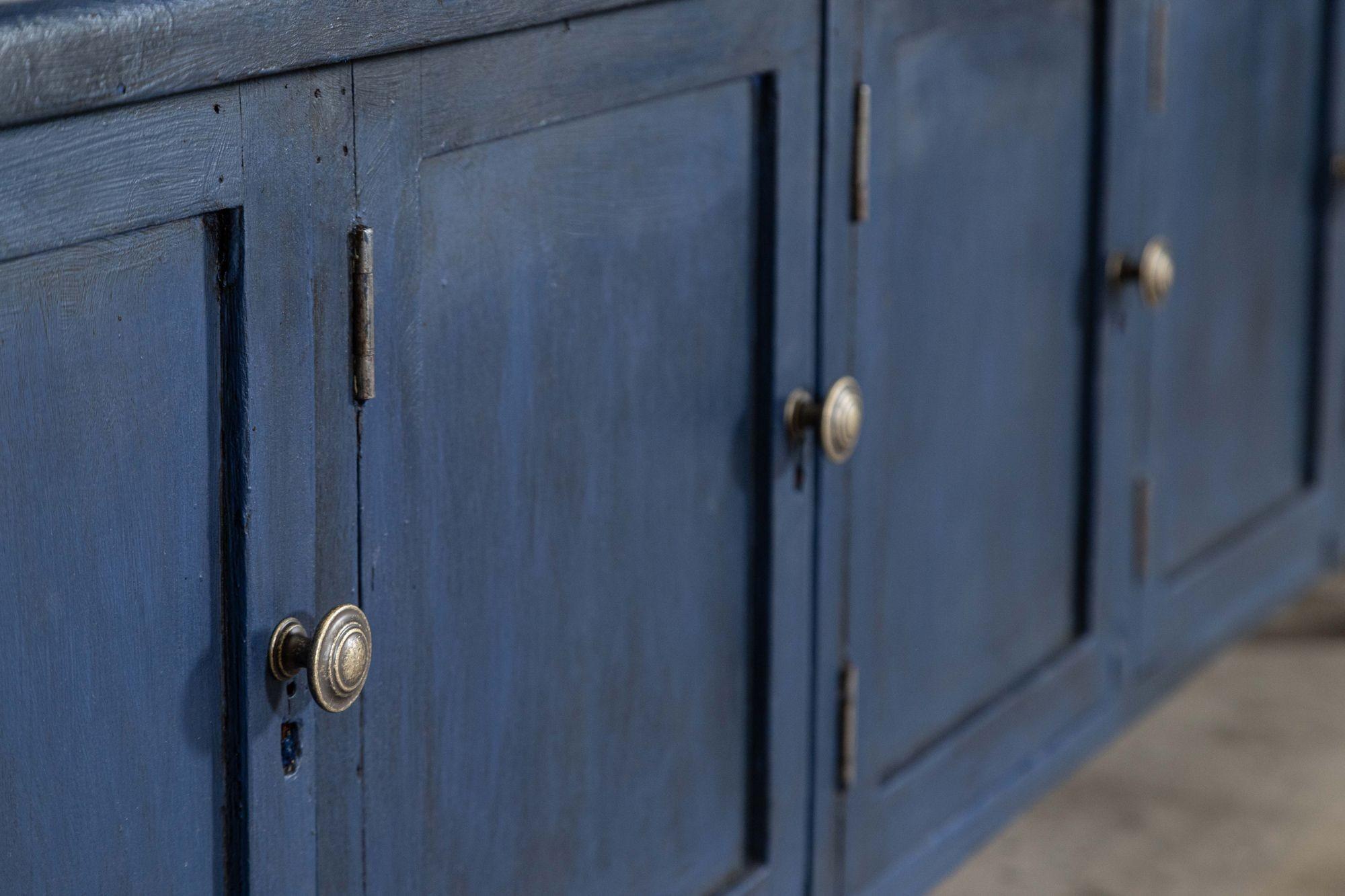 Large English 19thC Painted Pine Locker Cabinet / Bench For Sale 8