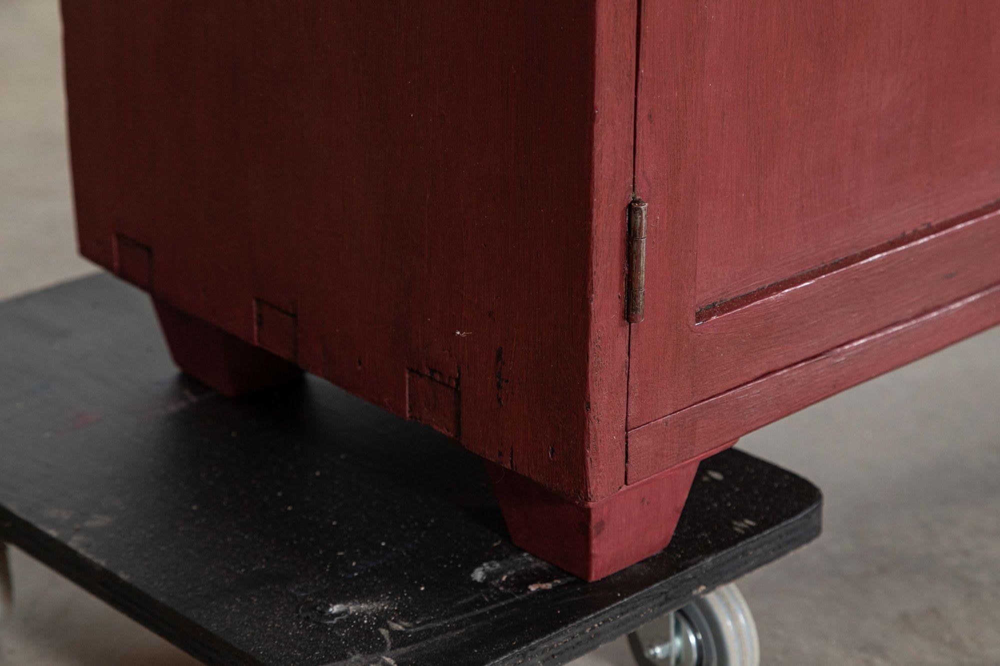 Large English 19thC Painted Pine Locker Cabinet /Bench For Sale 8