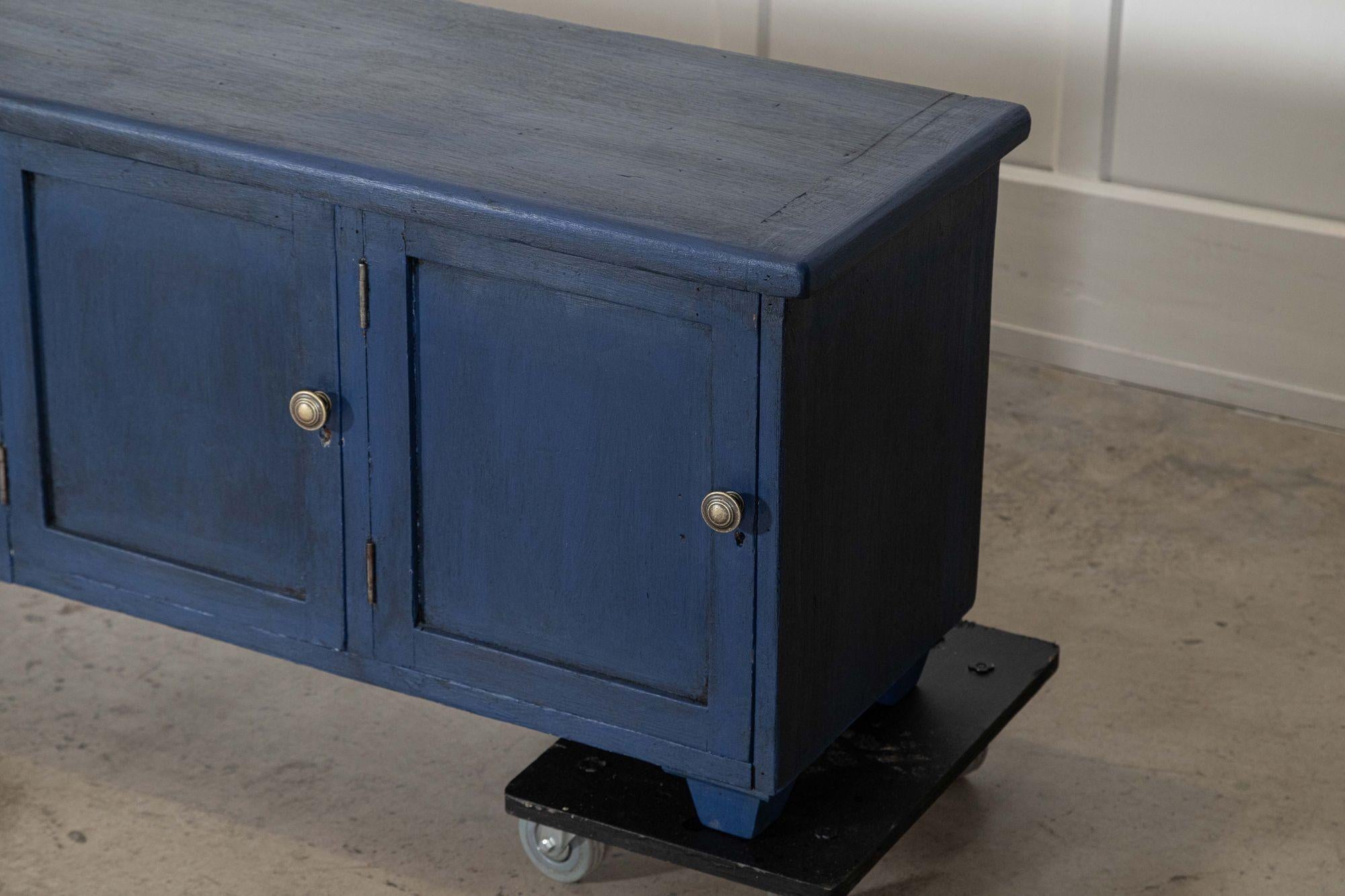 Large English 19thC Painted Pine Locker Cabinet / Bench For Sale 10