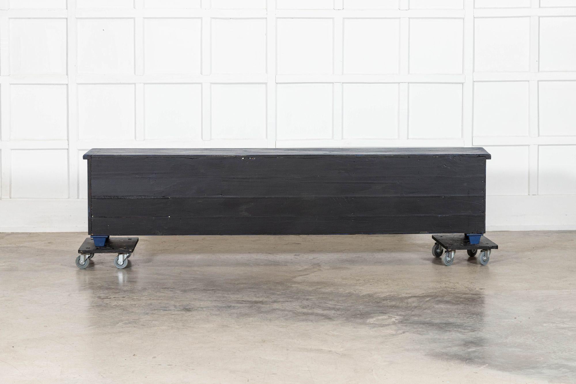 Large English 19thC Painted Pine Locker Cabinet / Bench For Sale 12