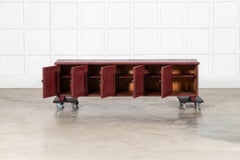 Large English 19thC Painted Pine Locker Cabinet /Bench