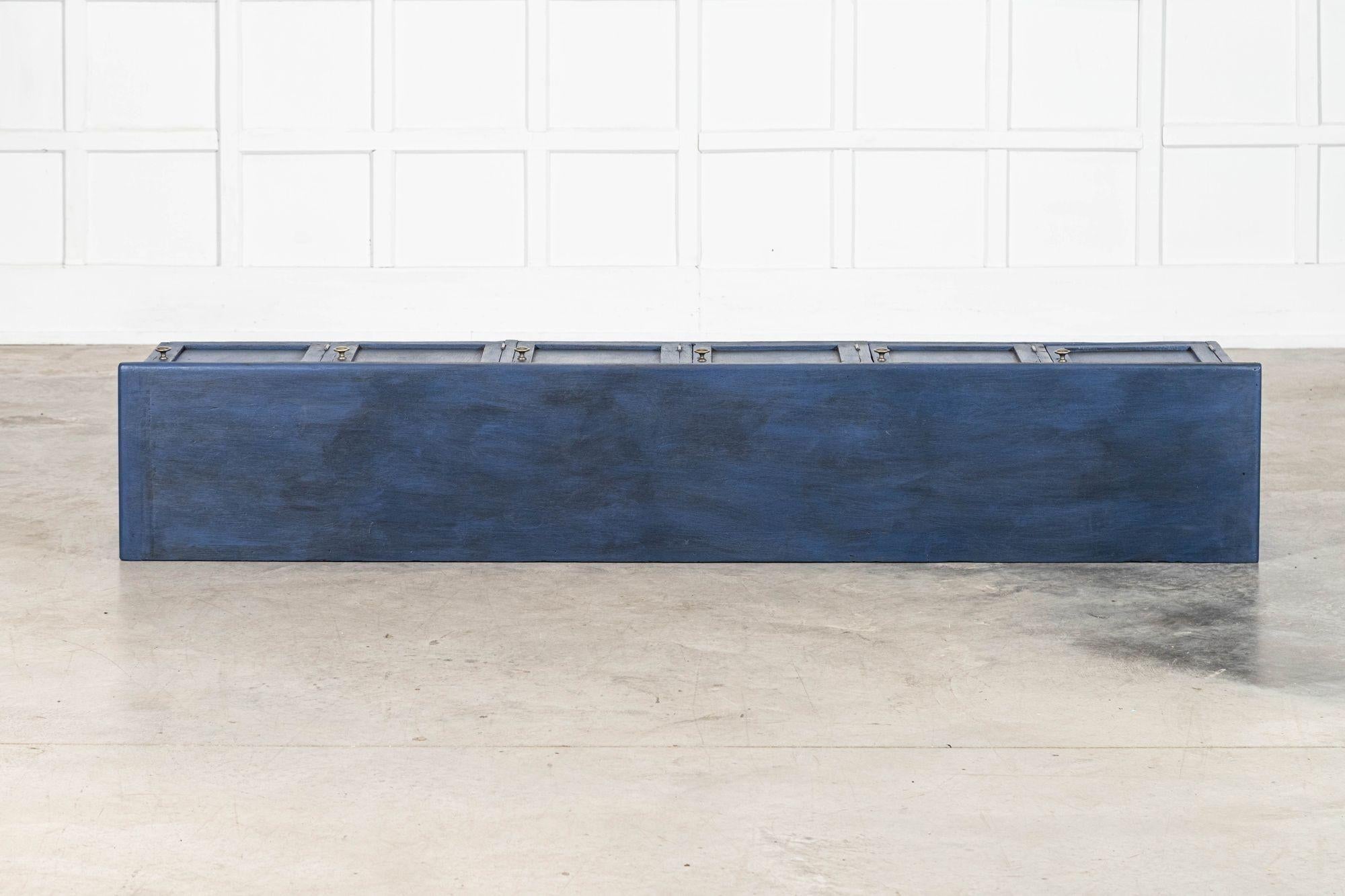 Large English 19thC Painted Pine Locker Cabinet / Bench For Sale 2