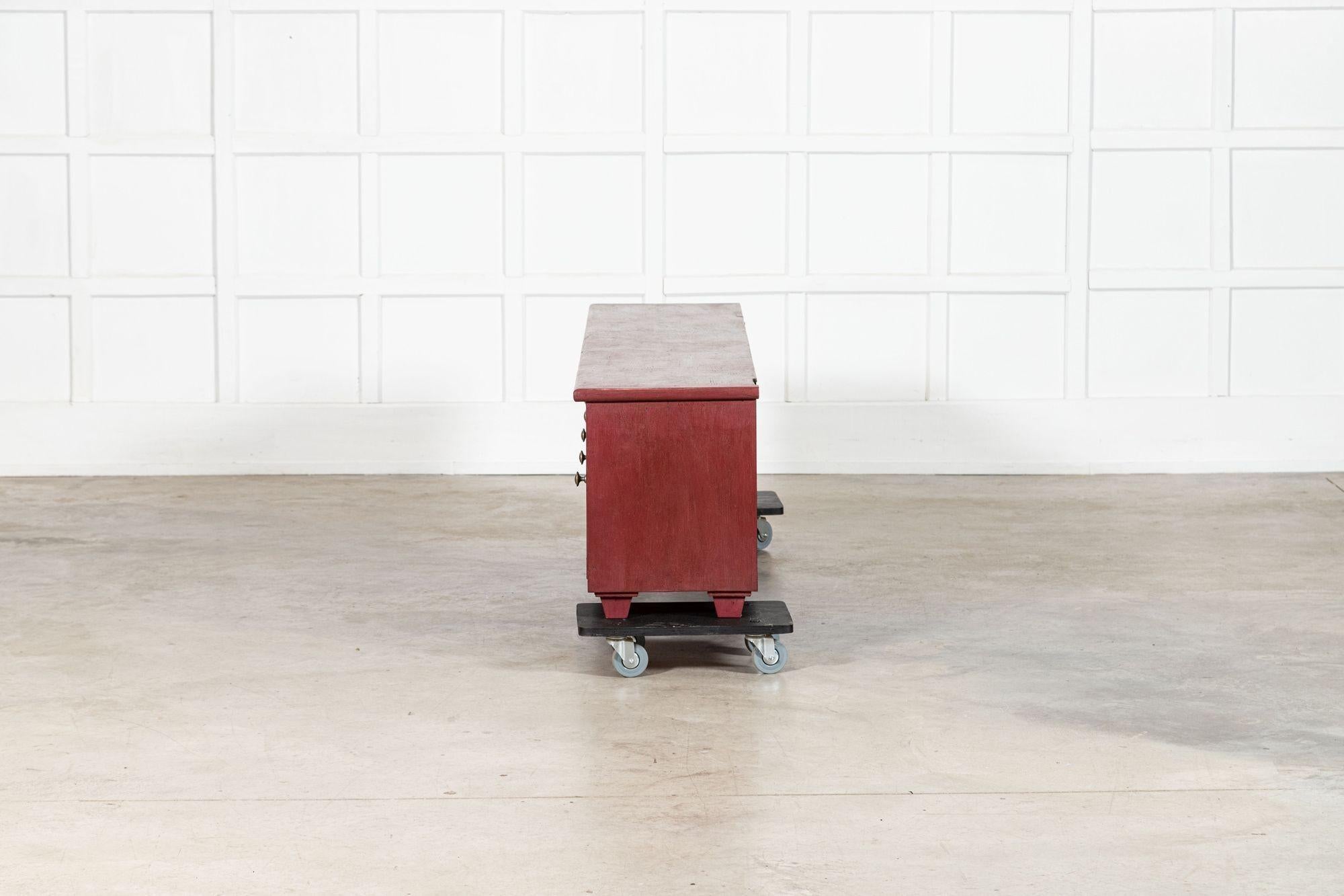 Large English 19thC Painted Pine Locker Cabinet /Bench For Sale 2