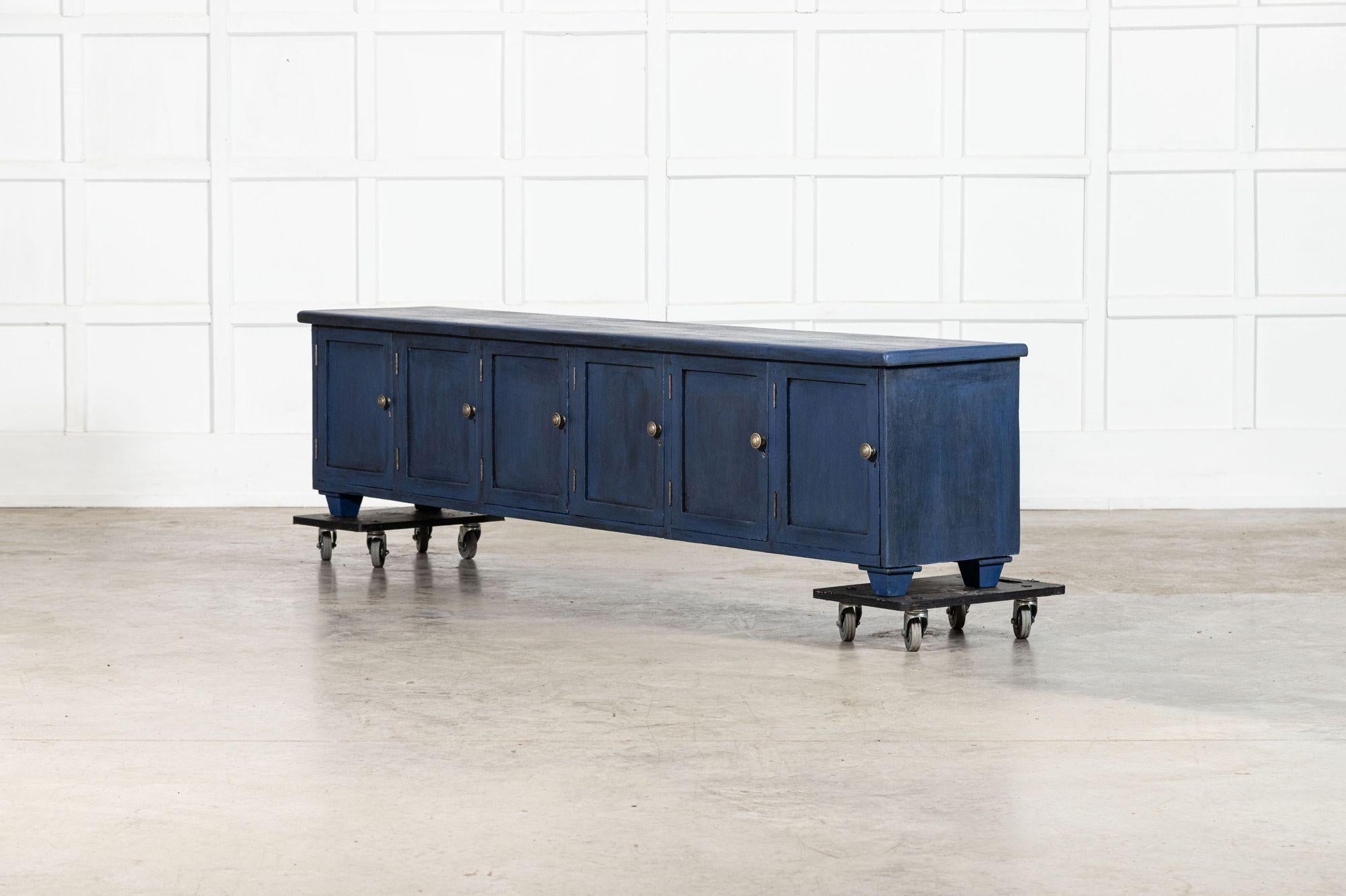 Large English 19thC Painted Pine Locker Cabinet / Bench For Sale 3