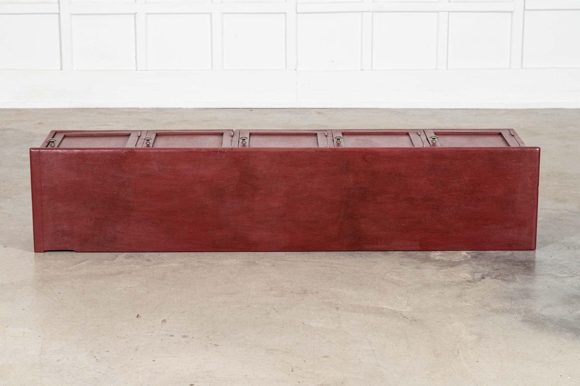 Large English 19thC Painted Pine Locker Cabinet /Bench For Sale 3