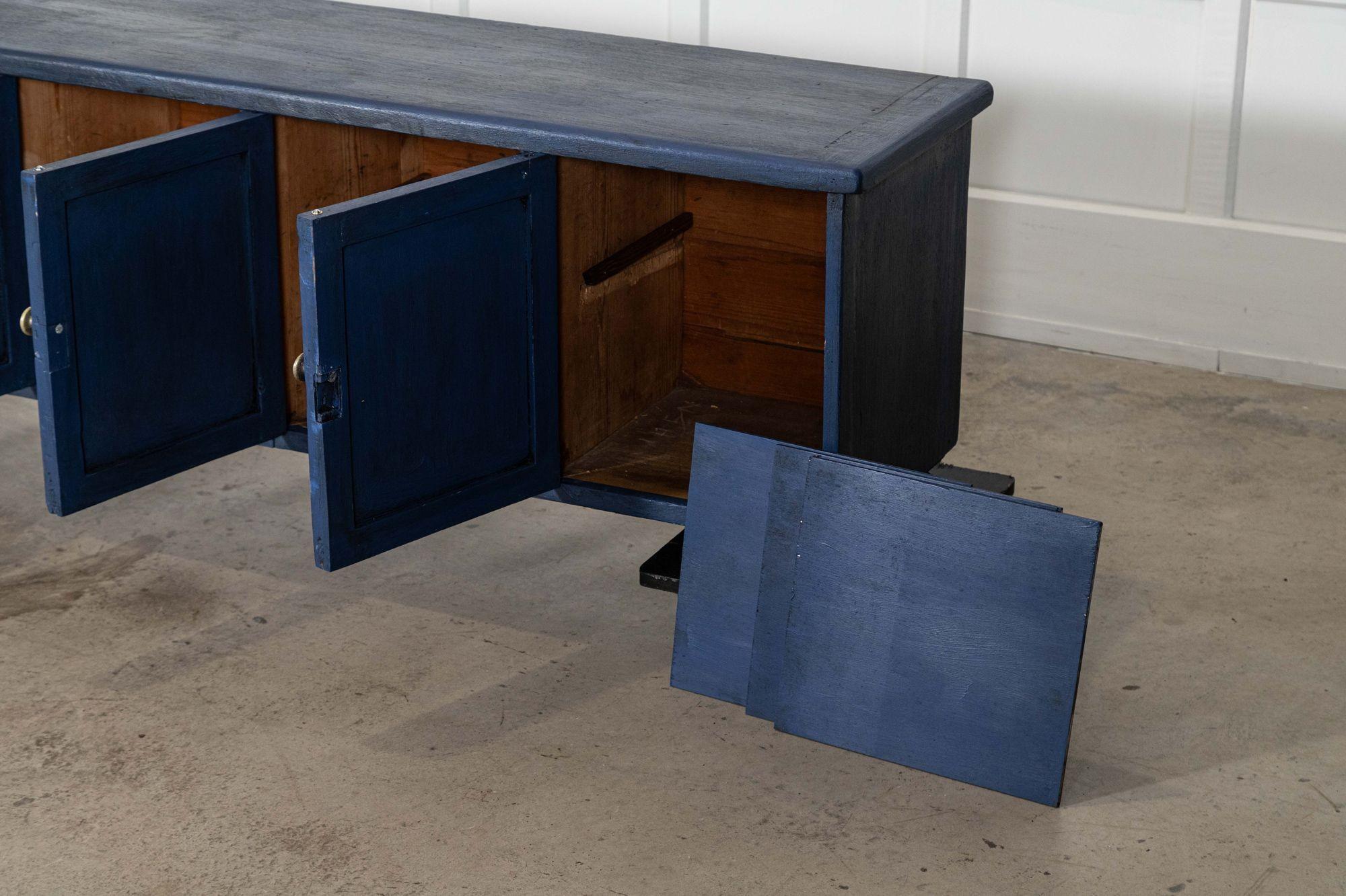 Large English 19thC Painted Pine Locker Cabinet / Bench For Sale 5