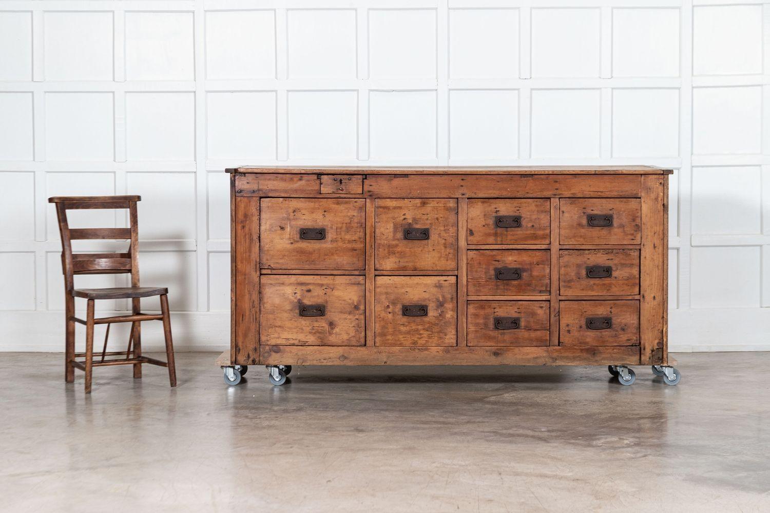 19th Century Large English 19thC Pine Counter / Kitchen Island
