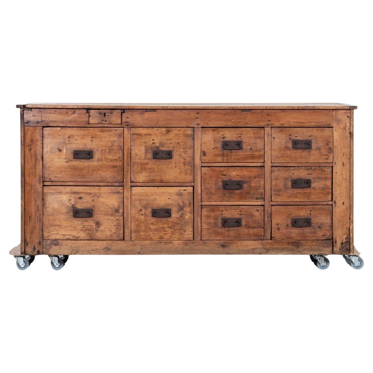 Large English 19thC Pine Counter / Kitchen Island