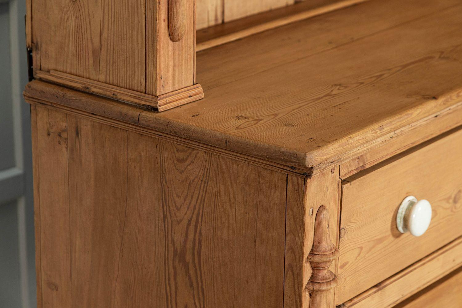 Large English 19thC Pine Dresser For Sale 8