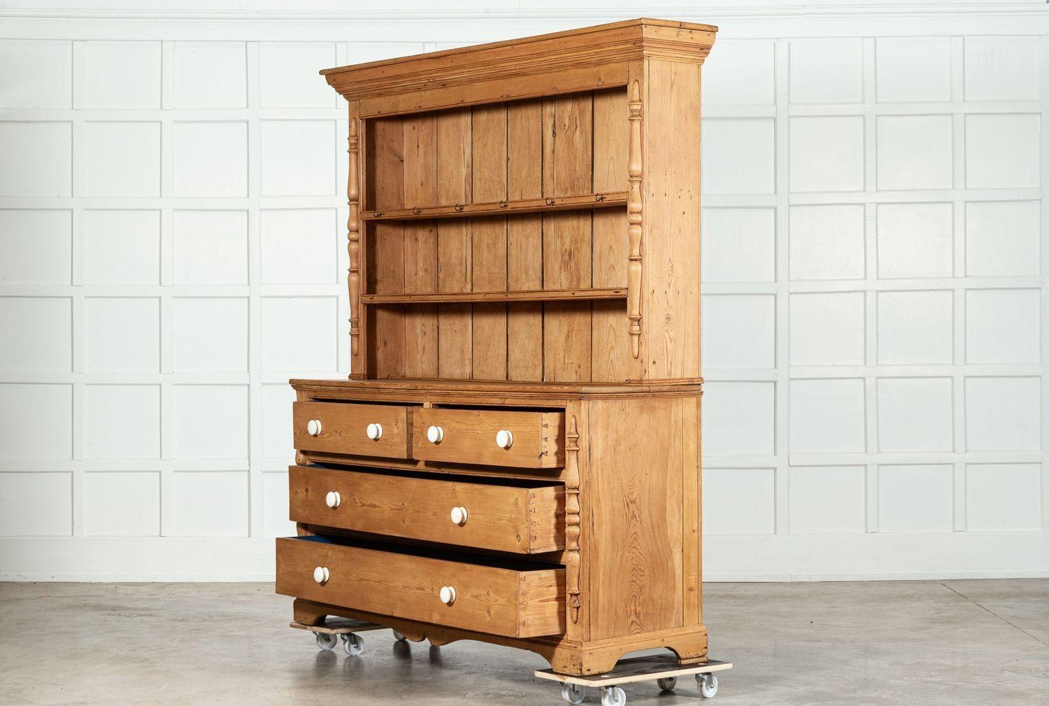 Large English 19thC Pine Dresser For Sale 1