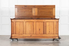 Large English 19thC Pine Grain Bin Store Chest / Counter