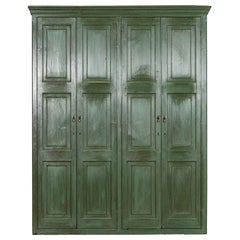 Large English 19thC Pine Painted Housekeepers Cupboard