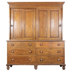 Antique Large English 19thC Scrumbled Pine Housekeepers Cupboard