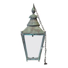 Antique Large English 19thC Verdigris Lantern